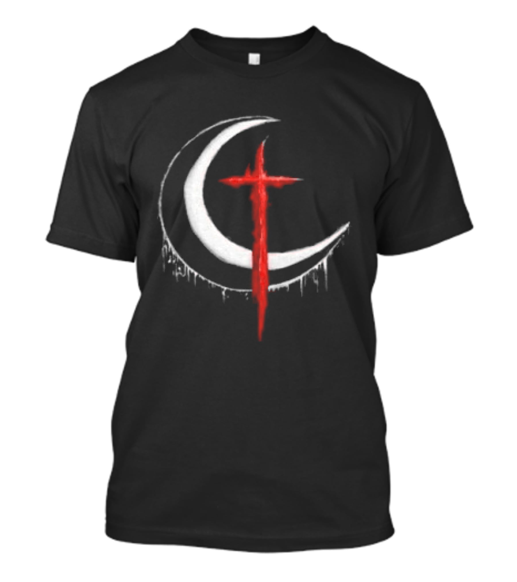 Doggie Deimos Blood Moon Dripping Red Crescent And Cross T-Shirt