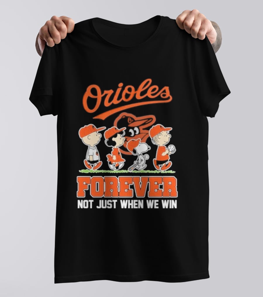 Orioles Forever Peanuts Characters Baseball Team Spirit T-Shirt