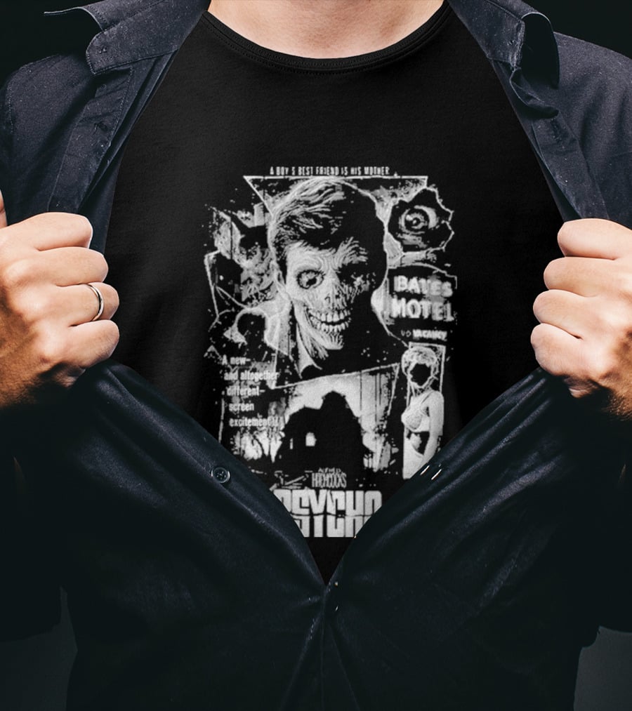 Psycho Hitchcock Collage 1960 Classic Movie Icy Blackness 2026 T-Shirt