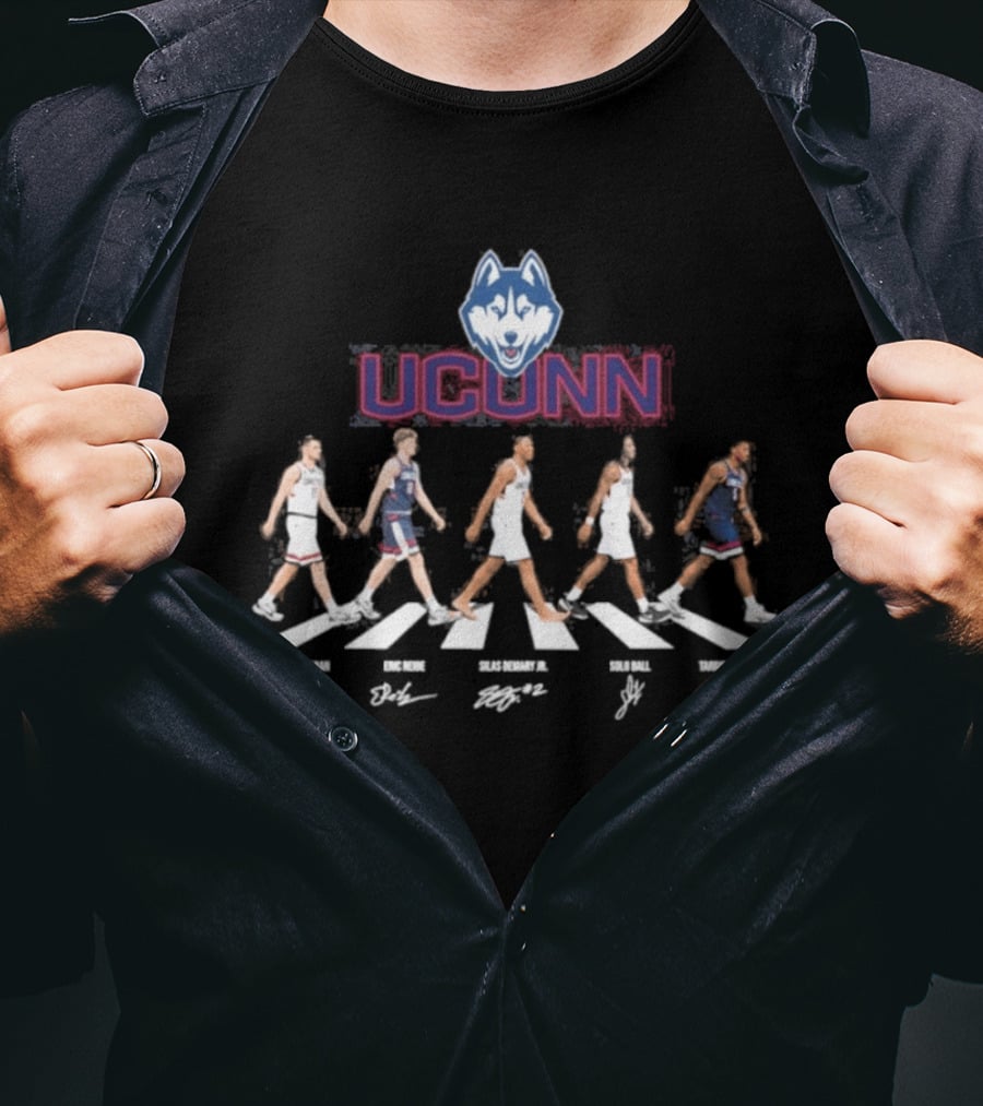 UConn Men's Basketball Abbey Road NCAA Tournament Player Signatures T-Shirt