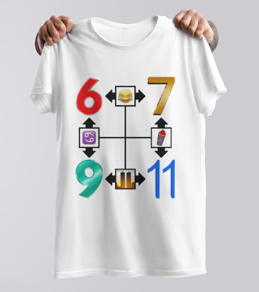 67 69 9 11 Emoji Directional Symbols With Laughing Face Crying Tears T-Shirt