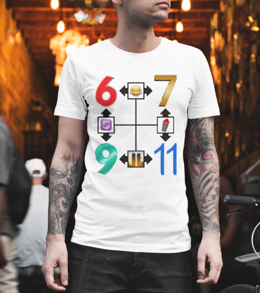 67 69 9 11 Emoji Directional Symbols With Laughing Face Crying Tears T-Shirt