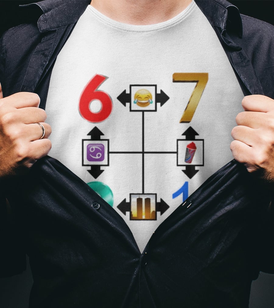 67 69 9 11 Emoji Directional Symbols With Laughing Face Crying Tears T-Shirt