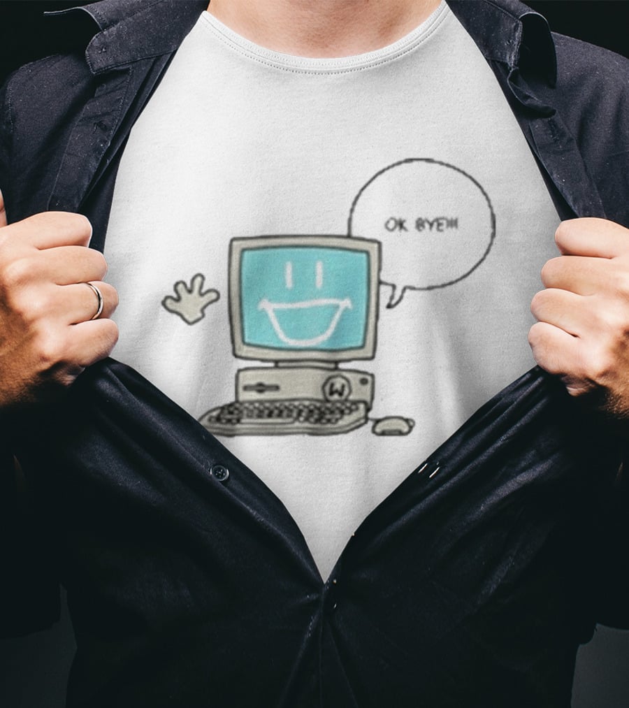 Windscribe Ok Bye Smiling Computer Icon With Speech Bubble T-Shirt