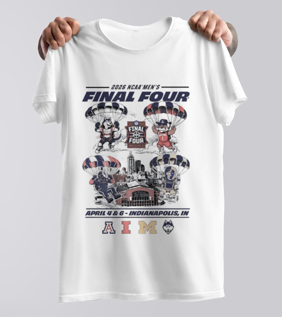 2026 NCAA Men's Basketball Final Four Mascot Parachute Houston AIM T-Shirt