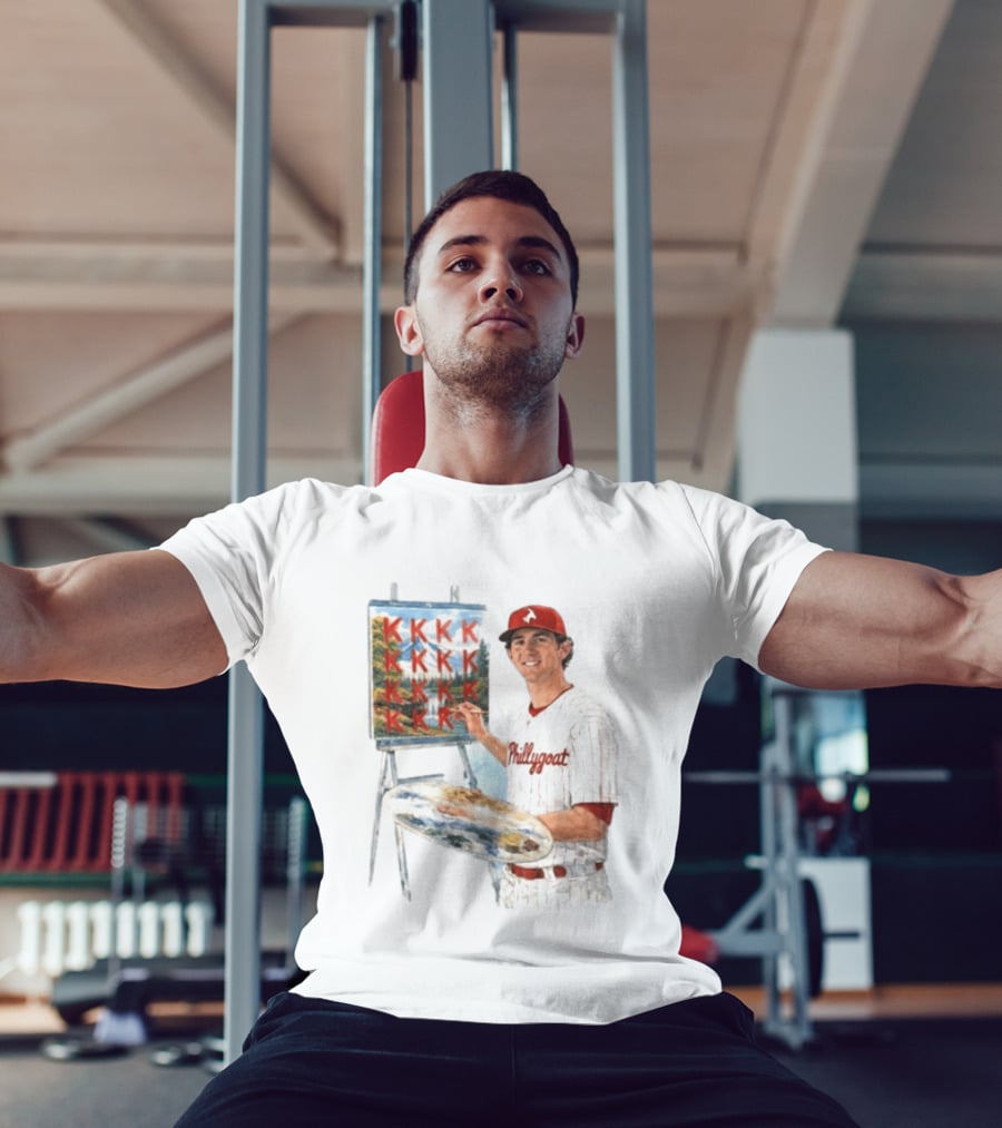 Andrew Painter Phillies Pitcher Painting Happy Little K's Phillygoat Baseball T-Shirt
