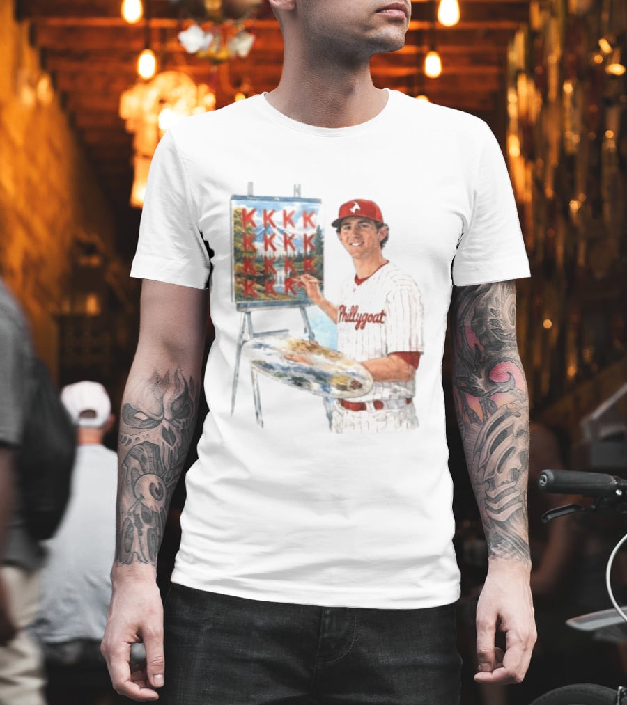 Andrew Painter Phillies Pitcher Painting Happy Little K's Phillygoat Baseball T-Shirt