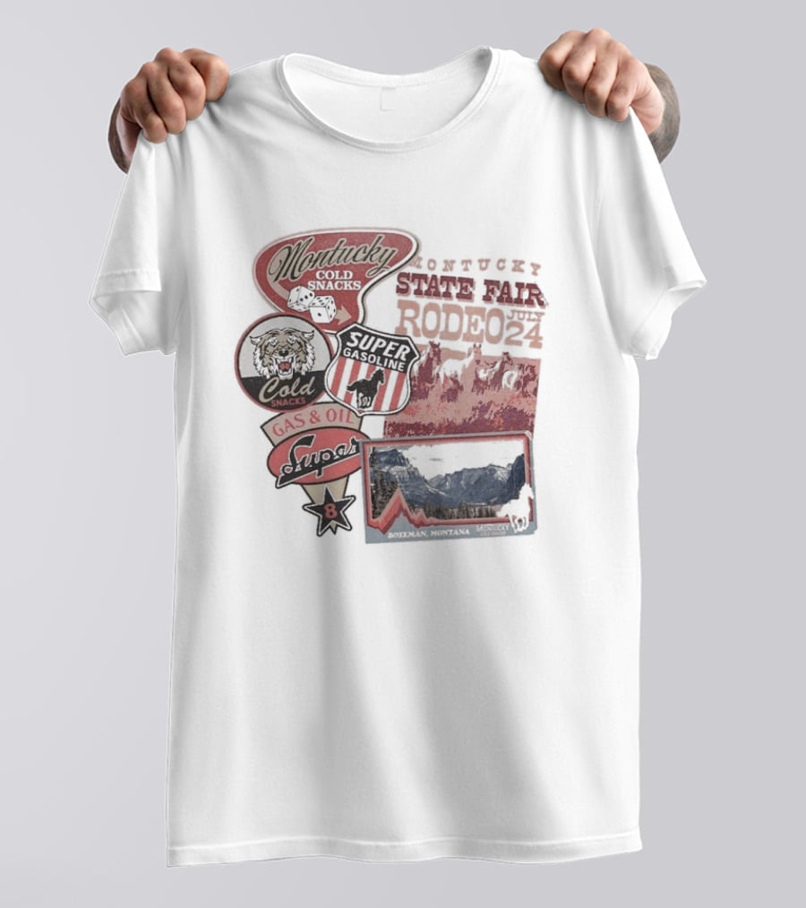 Montucky Cold Snacks Super Premium Lager Gas Oil Rodeo Signs T-Shirt