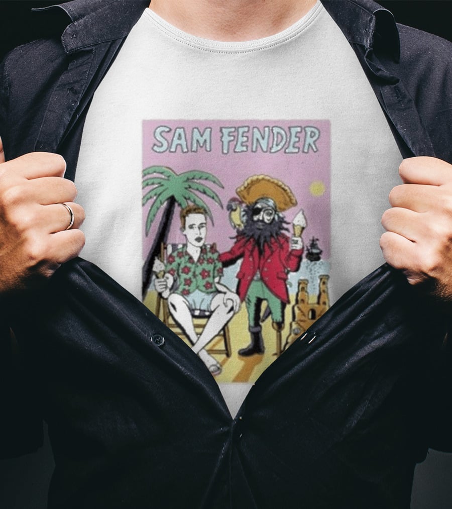 Sam Fender Tropical Pirate Ice Cream Adventure Scene T-Shirt