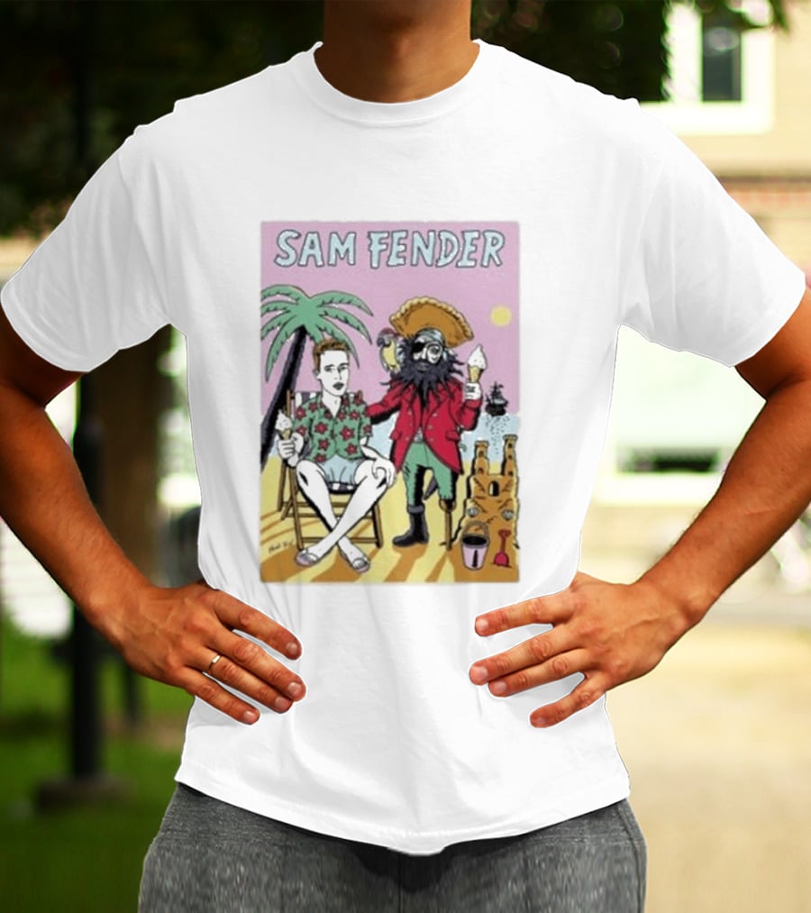 Sam Fender Tropical Pirate Ice Cream Adventure Scene T-Shirt