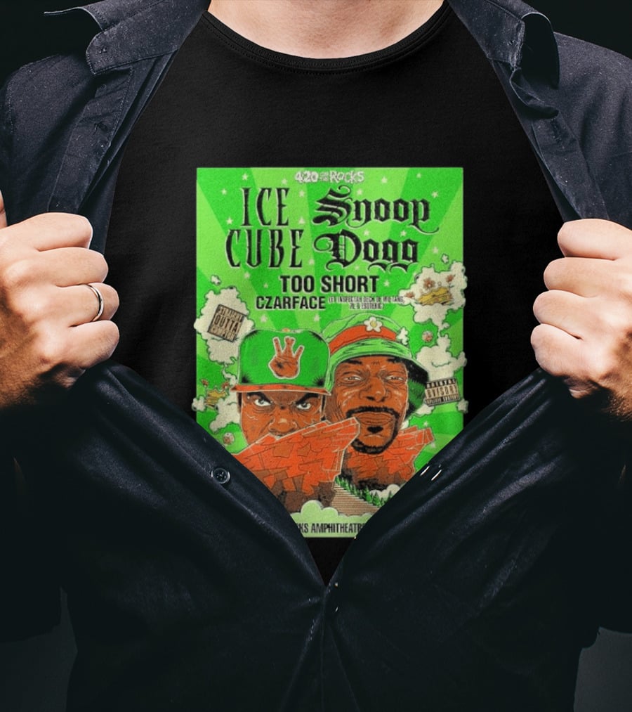 420 On The Rocks 2026 Ice Cube Snoop Dogg Too Short Czarface Red Rocks Amphitheatre Morrison Colorado April 20 T-Shirt