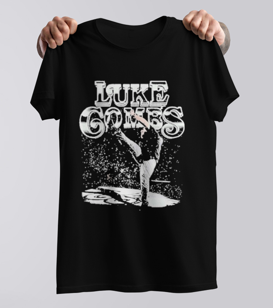 Luke Combs Stage Performance Art With Microphone And Hands Up Gesture T-Shirt