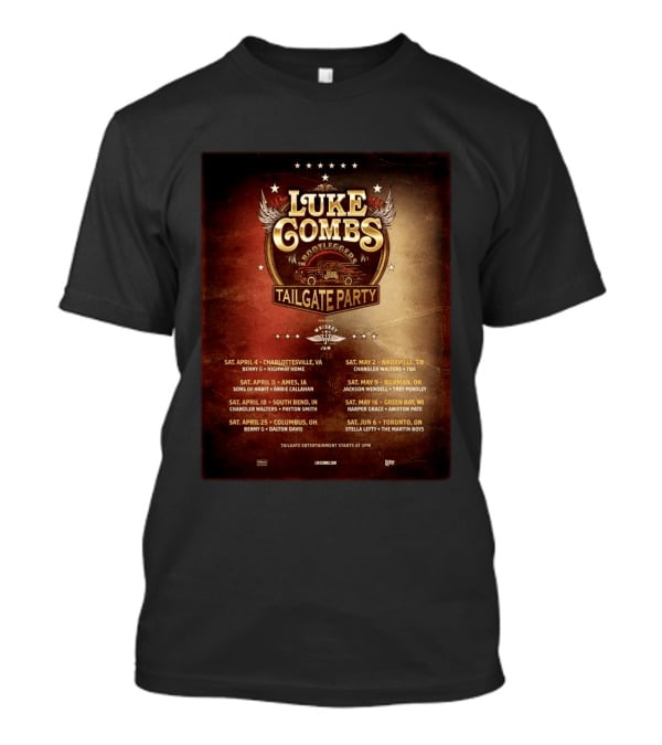 Luke Combs Bootleggers Tailgate Party 2026 My Kinda Saturday Night Tour City Dates Whiskey Jam T-Shirt
