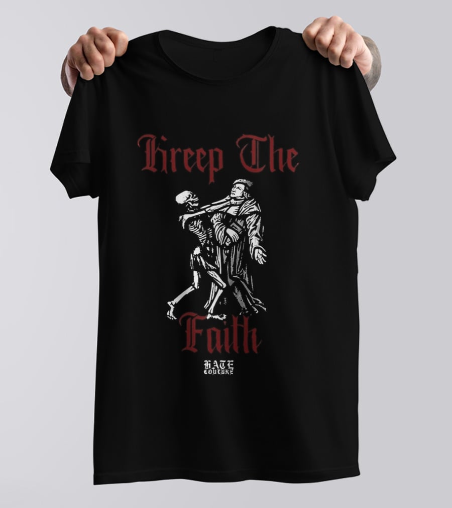 Kreep The Faith Hate Couture Gothic Skeletons Embrace T-Shirt