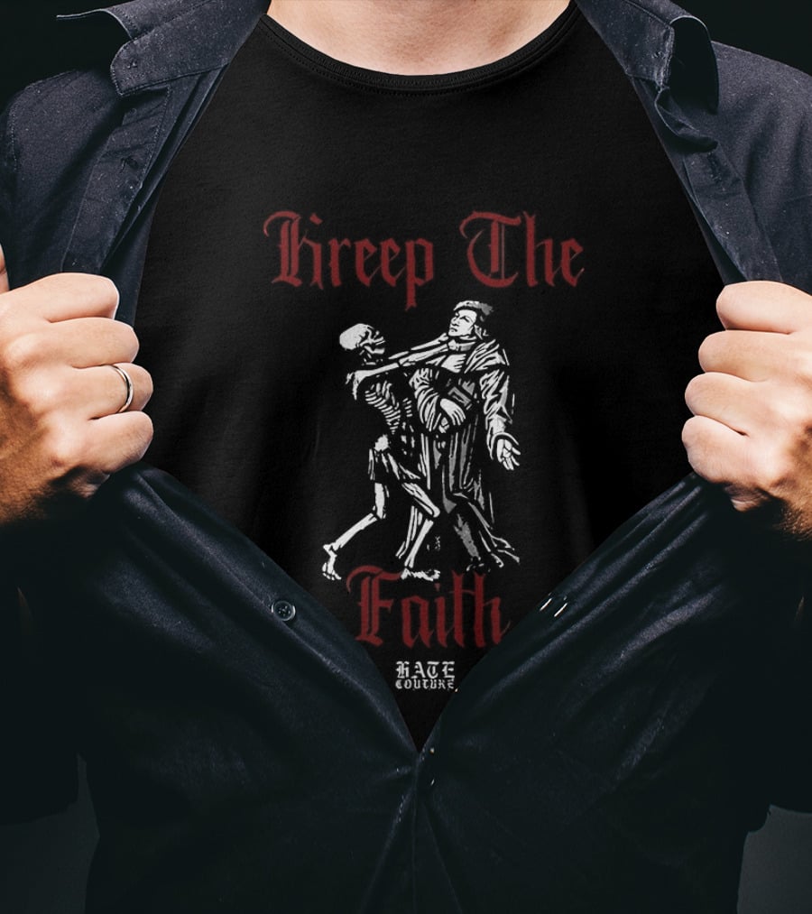 Kreep The Faith Hate Couture Gothic Skeletons Embrace T-Shirt