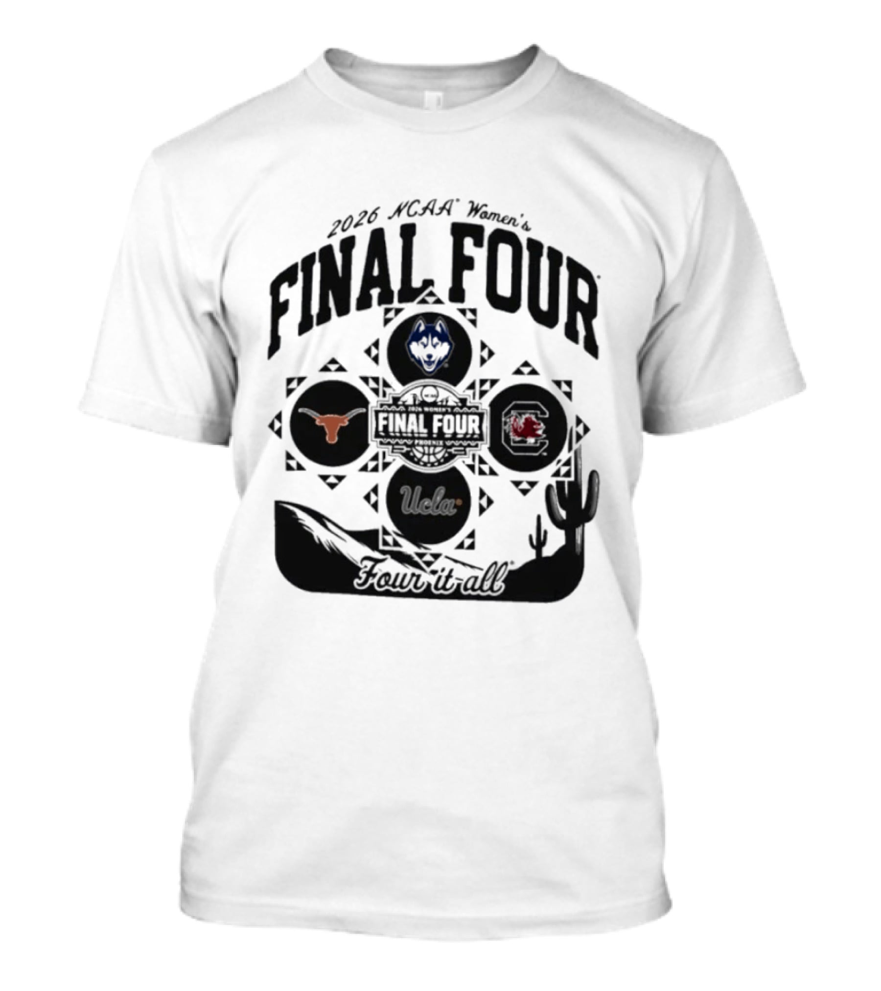 2026 NCAA Women's Final Four Arizona Wildcats, Texas Longhorns, Iowa Hawkeyes, Louisville Cardinals T-Shirt