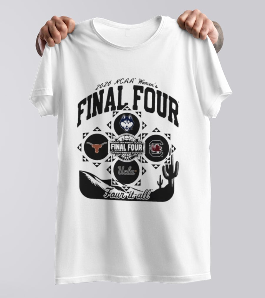 2026 NCAA Women's Final Four Arizona Wildcats, Texas Longhorns, Iowa Hawkeyes, Louisville Cardinals T-Shirt