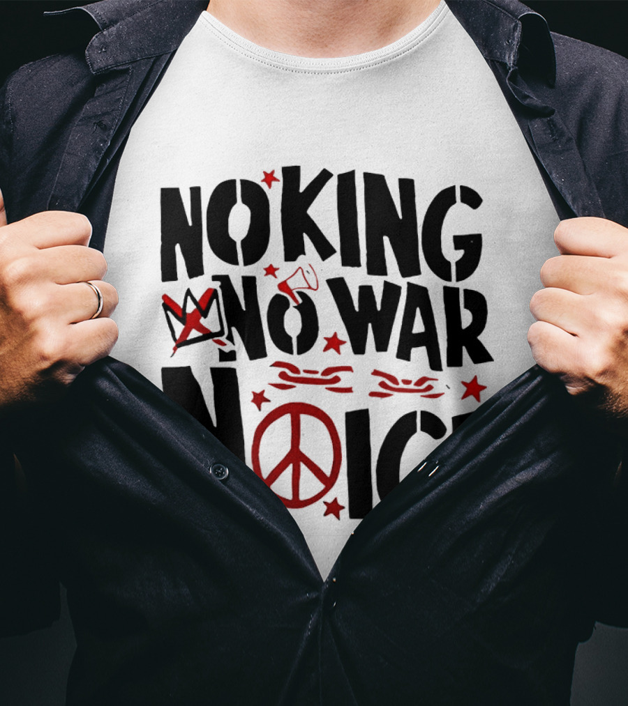 No King No War Peace Symbol Chain And Crown T-Shirt