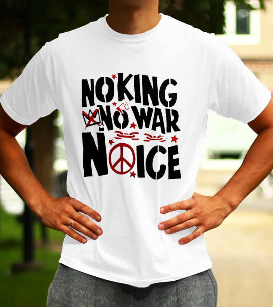No King No War Peace Symbol Chain And Crown T-Shirt