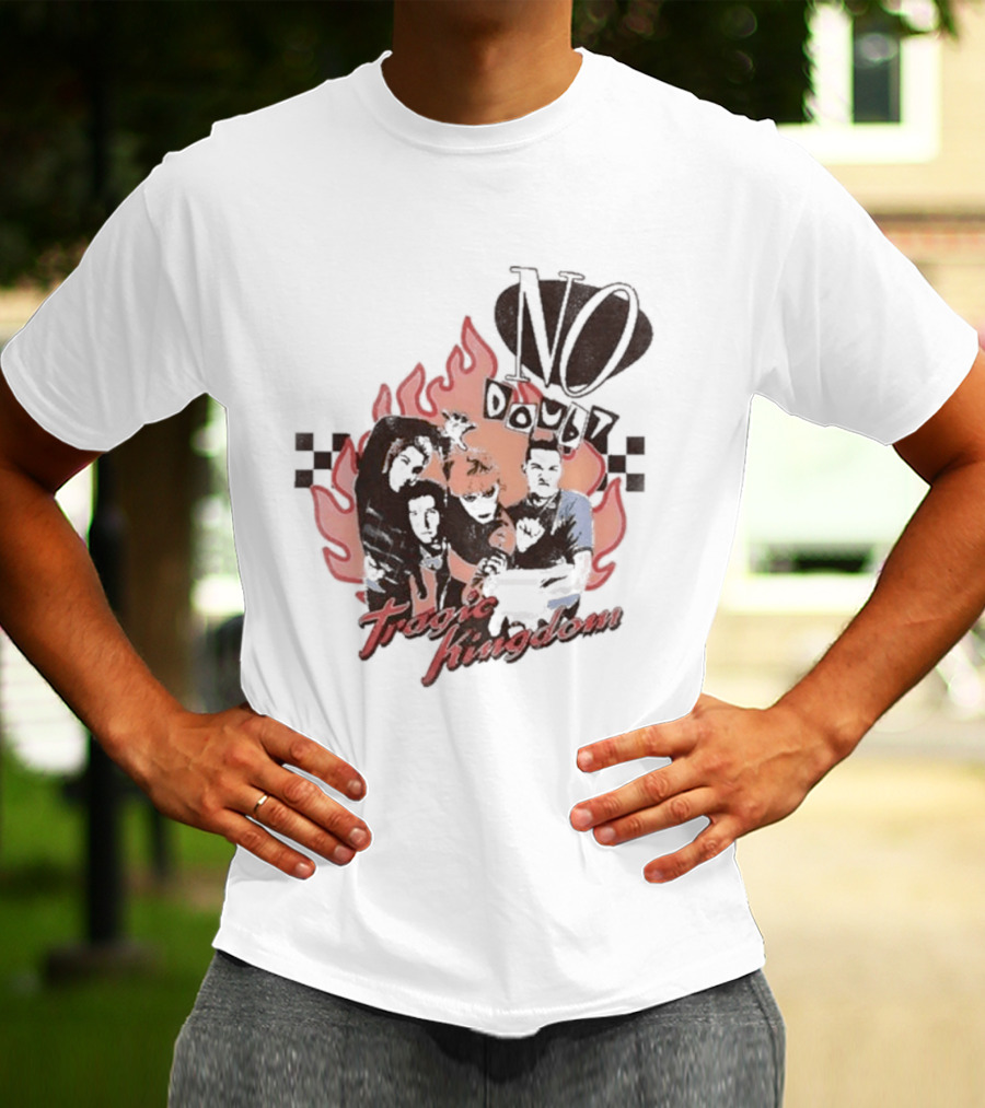 No Doubt Tragic Kingdom Band Flames And Checkerboard T-Shirt