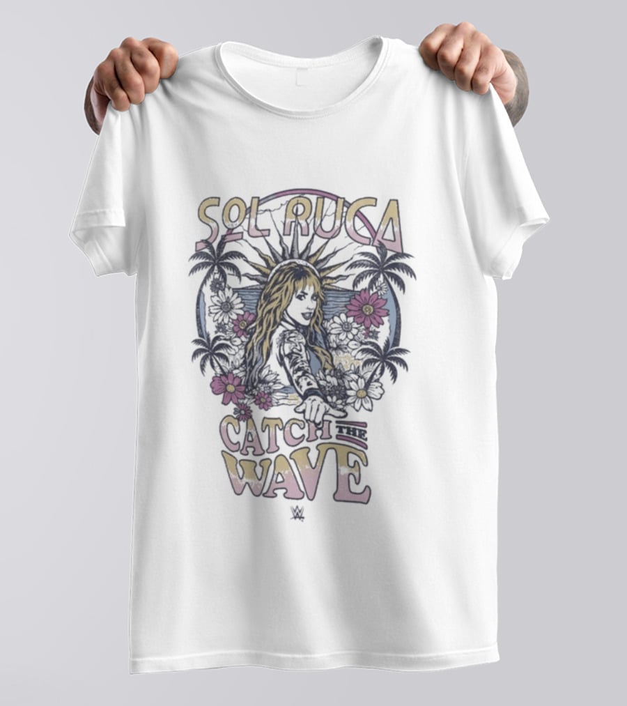 Sol Ruca Catch The Wave Erin Andrews Women's Wear Beach Vibes Tropical Flowers T-Shirt