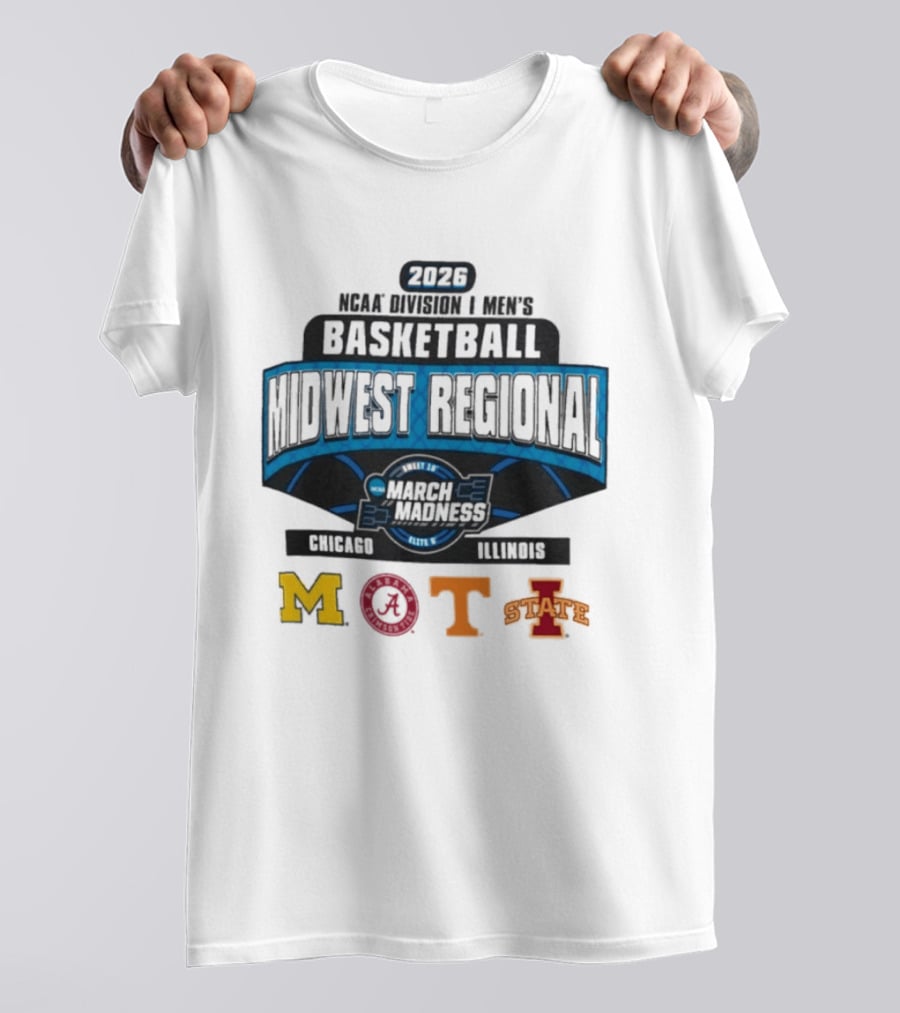 2026 NCAA DI Men's Basketball Midwest Regional Chicago Illinois March Madness Mizzou Dayton Tenn Iowa State T-Shirt
