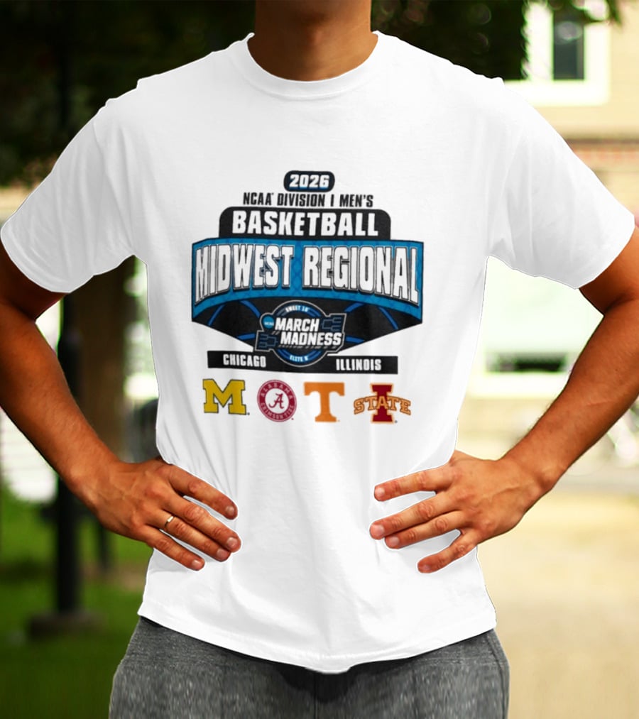 2026 NCAA DI Men's Basketball Midwest Regional Chicago Illinois March Madness Mizzou Dayton Tenn Iowa State T-Shirt