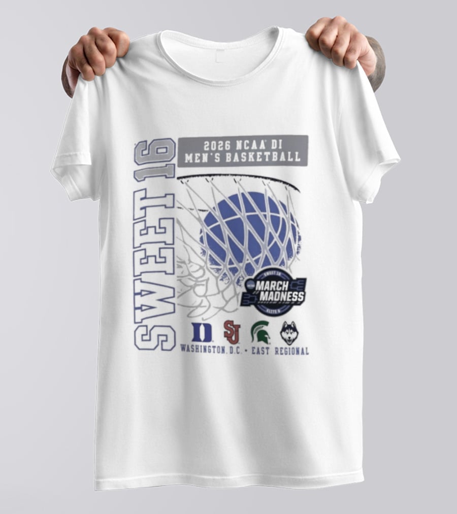 Sweet 16 2026 NCAA DI Men's Basketball East Regional Duke, St. John's, Michigan State, Eastern Kentucky T-Shirt