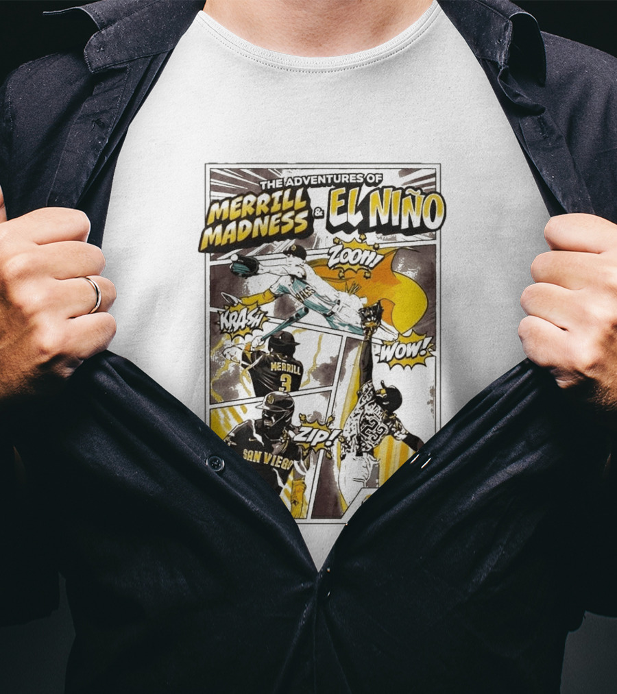 The Adventures Of Merrill Madness And El Niño San Diego Padres Comic Style 2026 T-Shirt