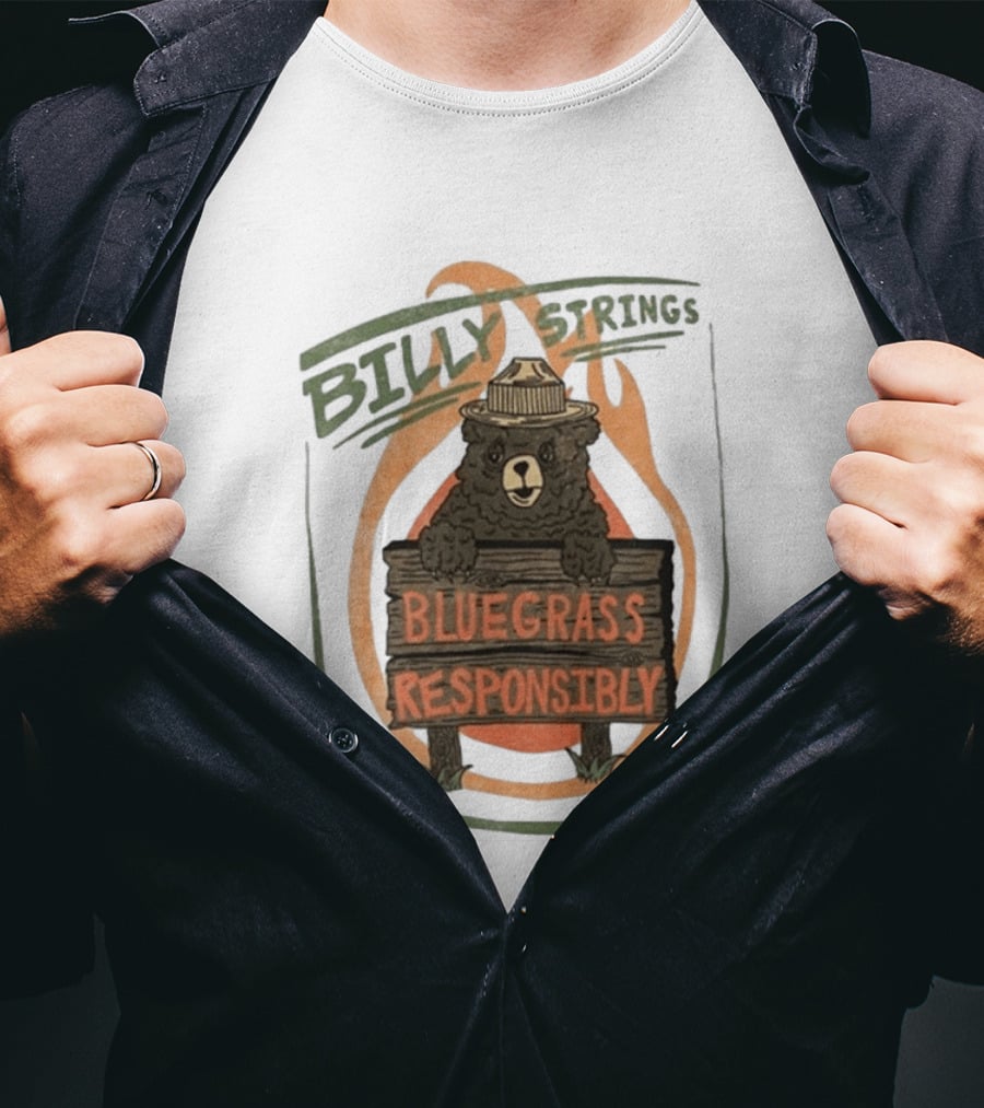 Billy Strings Spring Tour 2026 Bluegrass Responsibly Bear With Sign T-Shirt