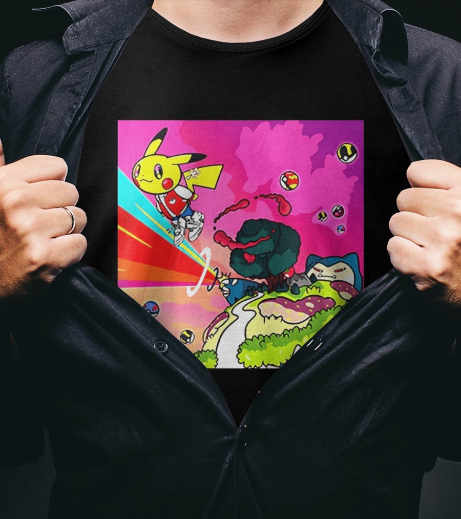Pikachu Graduation Inspired By Album Cover Elements Pokemon Crossover Scene T-Shirt