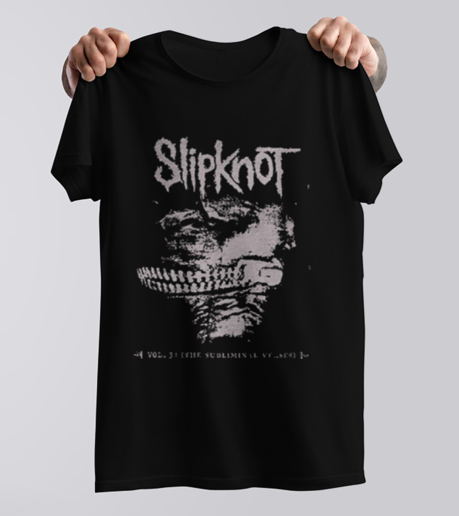 Slipknot Vol 3 The Subliminal Verses Washed Distressed Skull Face T-Shirt