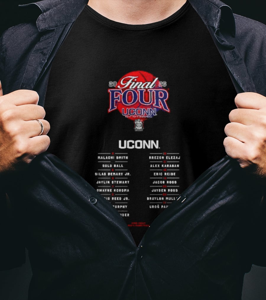 UConn Huskies NCAA Men’s Basketball 2026 Final Four Roster T-Shirt