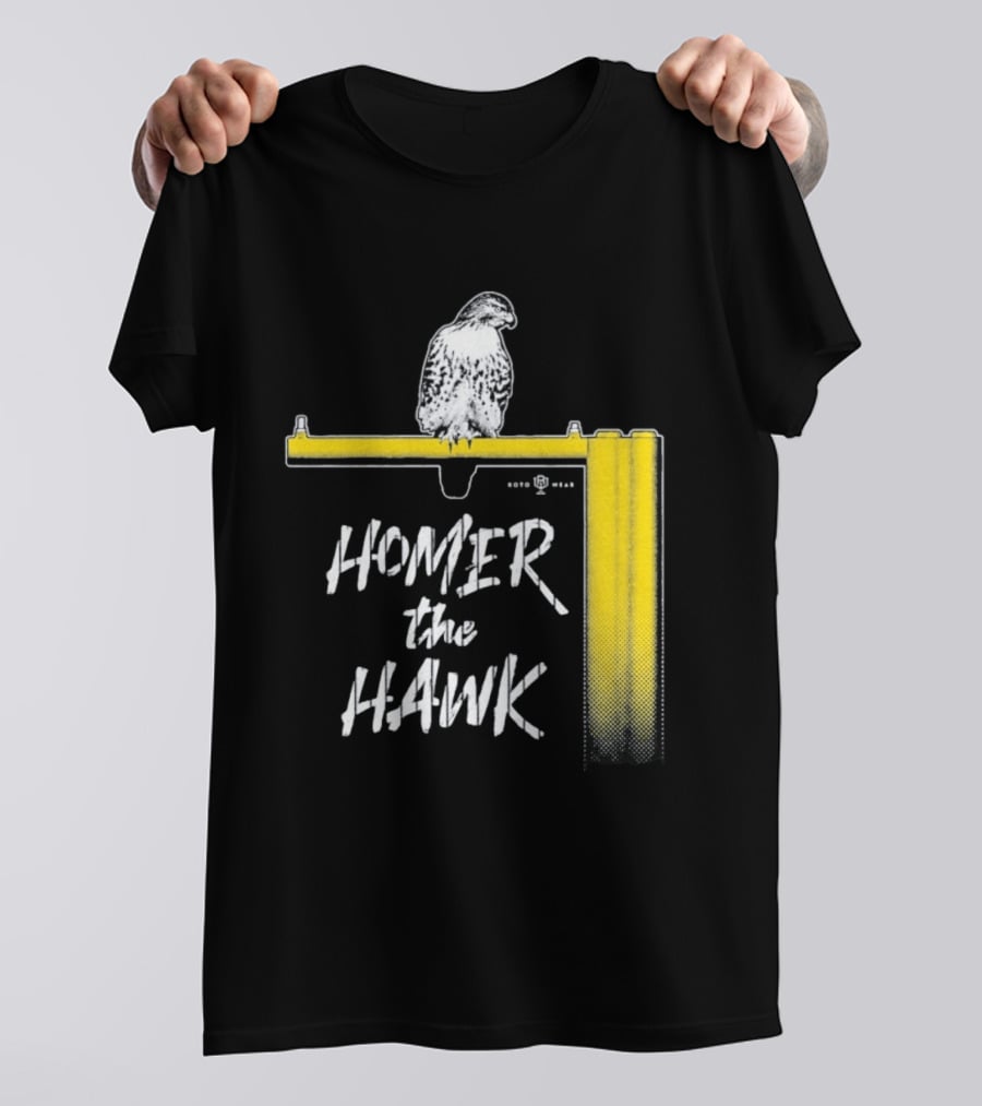 Homer The Hawk Perched On Yellow Crossbar T-Shirt