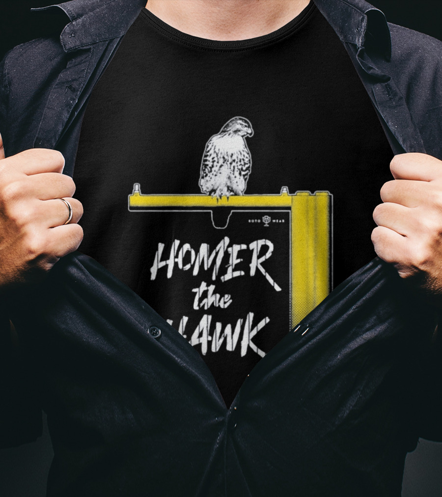 Homer The Hawk Perched On Yellow Crossbar T-Shirt