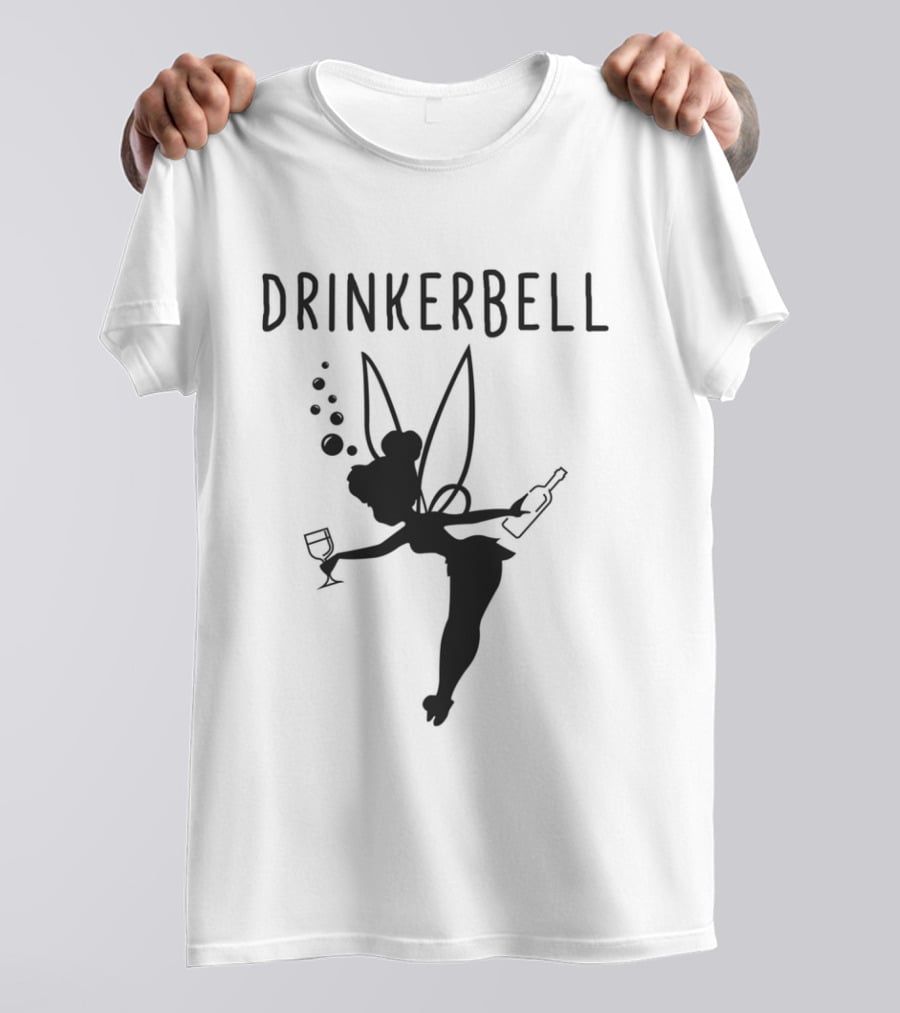 Drinkerbell Beer Lover Fairy With Wine Glass And Bottle T-Shirt
