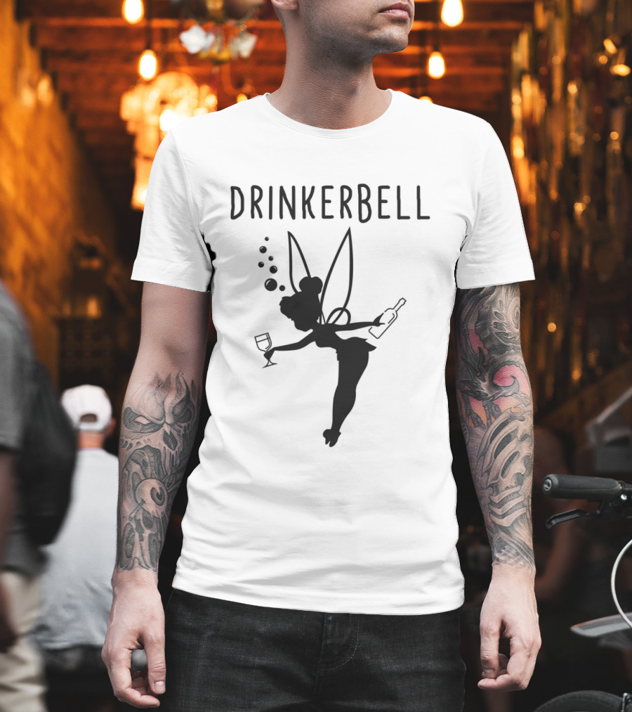Drinkerbell Beer Lover Fairy With Wine Glass And Bottle T-Shirt