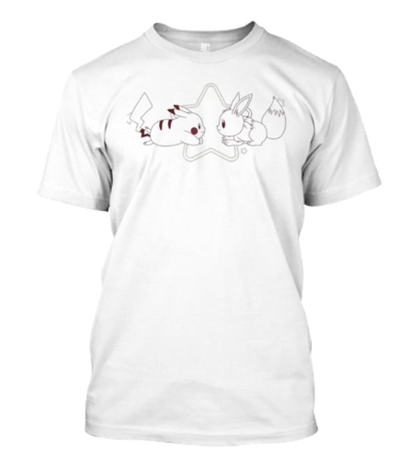 Grind X Pokémon Pikachu Eevee Star Outline Collaboration T-Shirt