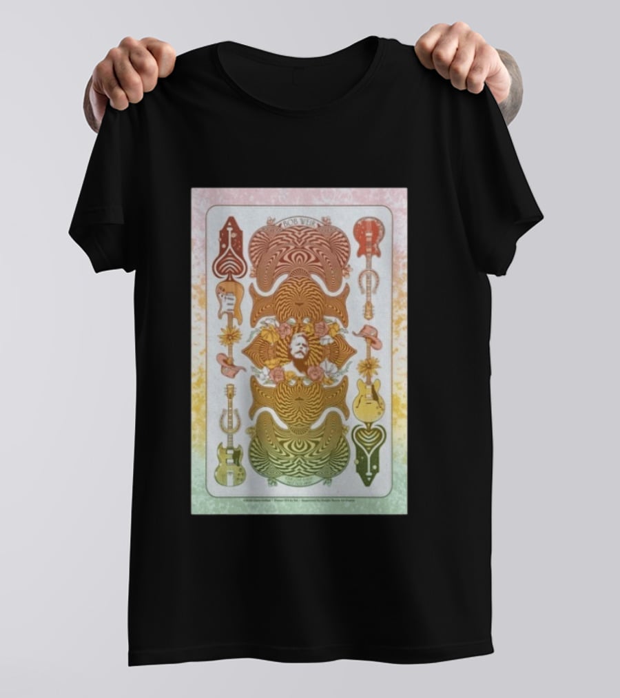 Bob Weir Psychedelic Guitars Memorial Roses And Hats T-Shirt
