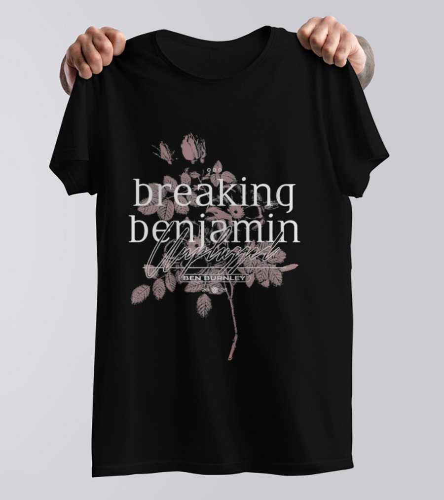 Breaking Benjamin Unplugged Pink Floral Overlay T-Shirt