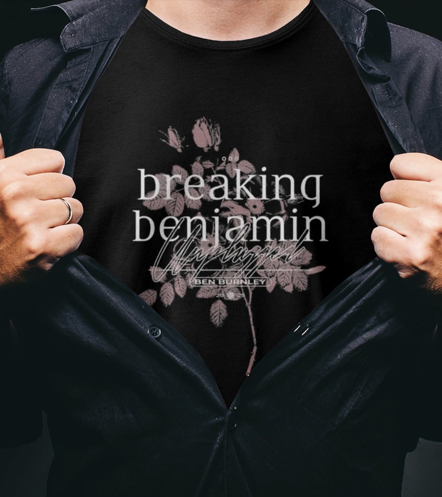 Breaking Benjamin Unplugged Pink Floral Overlay T-Shirt