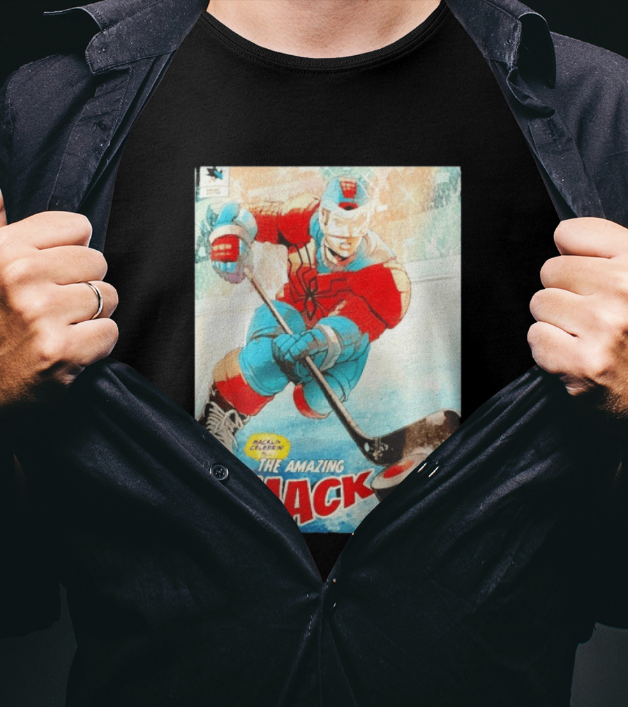 Macklin Celebrini The Amazing Mack San Jose Sharks Hockey Comic T-Shirt
