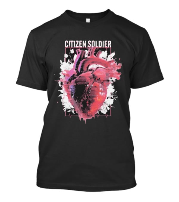 Citizen Soldier Heartbeat Anatomical Heart And Floral T-Shirt