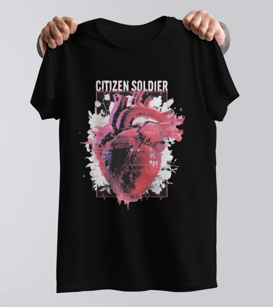 Citizen Soldier Heartbeat Anatomical Heart And Floral T-Shirt