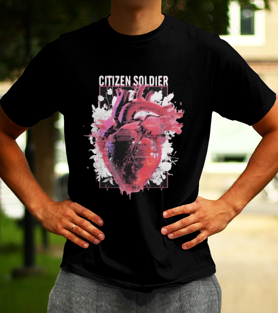 Citizen Soldier Heartbeat Anatomical Heart And Floral T-Shirt