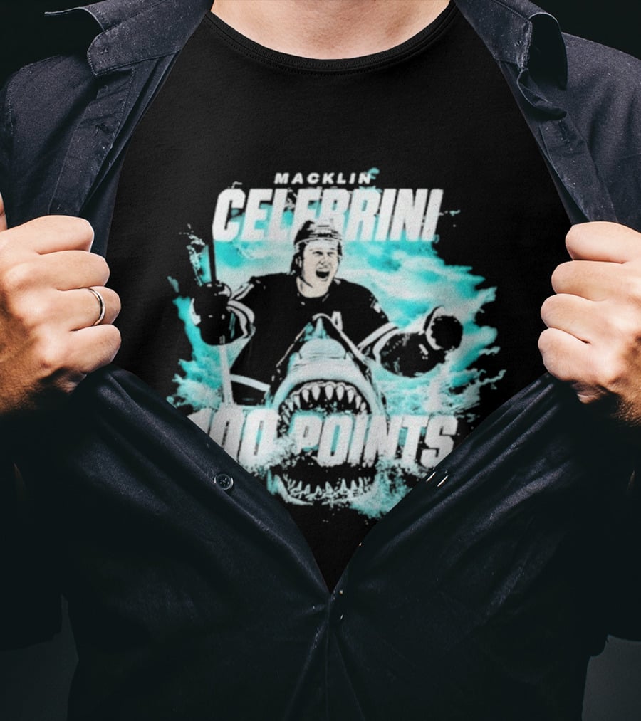 Macklin Celebrini San Jose Sharks 100 Points T-Shirt