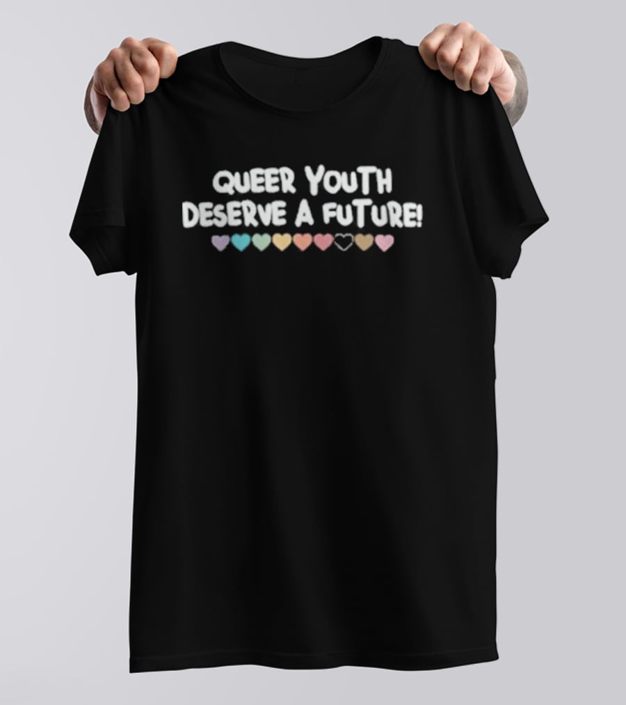 Queer Youth Deserve A Future Pastel Rainbow Hearts T-Shirt