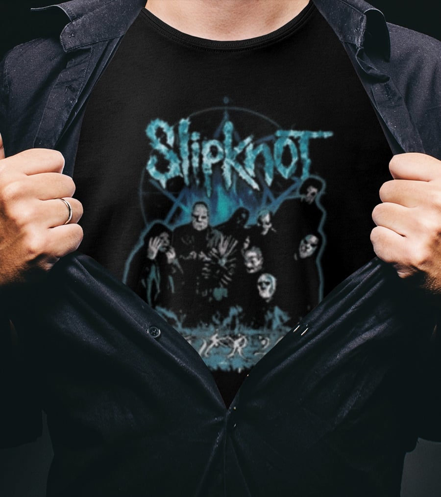 Slipknot 2001 Blue Band Photo T-Shirt