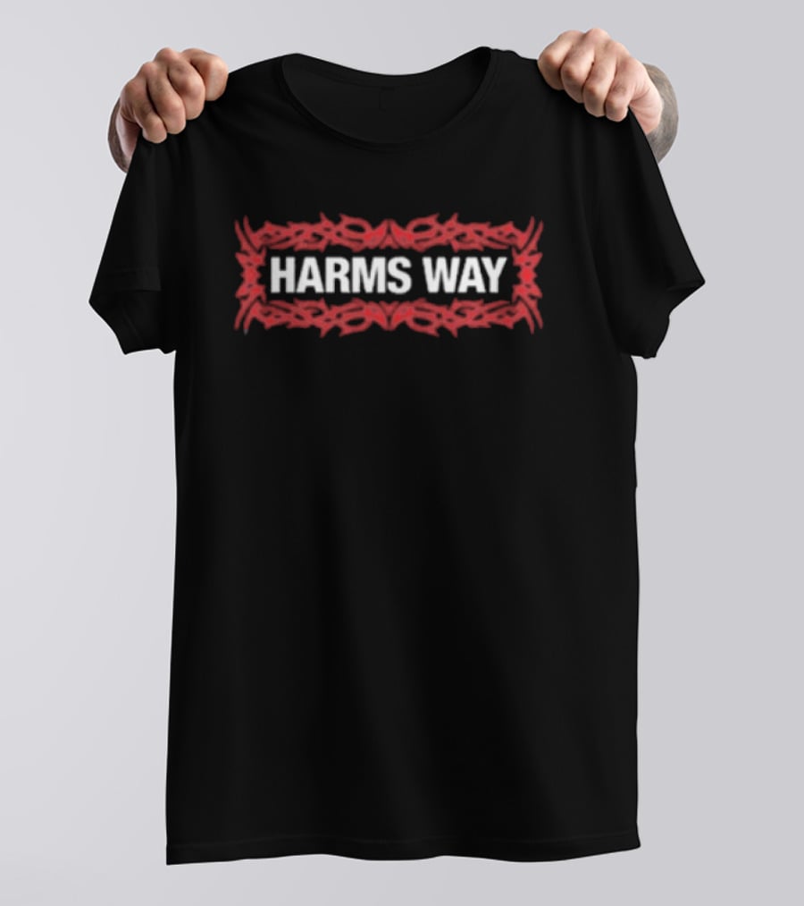 Harms Way Tribal Skull Red Border T-Shirt