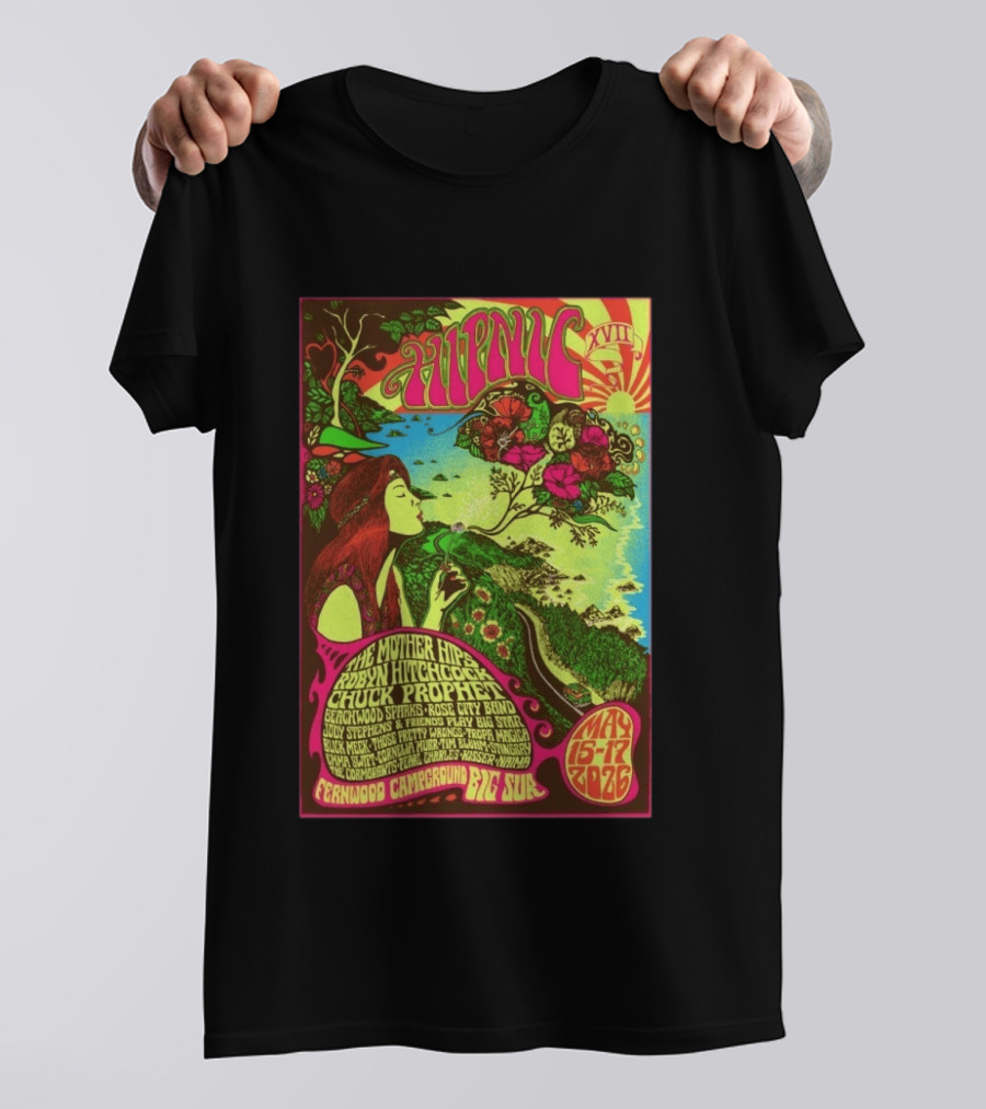 Hypnic XVI Fernwood Campground Big Sur May 15 17 2026 The Mother Hips Robyn Hitchcock Chuck Prophet T-Shirt